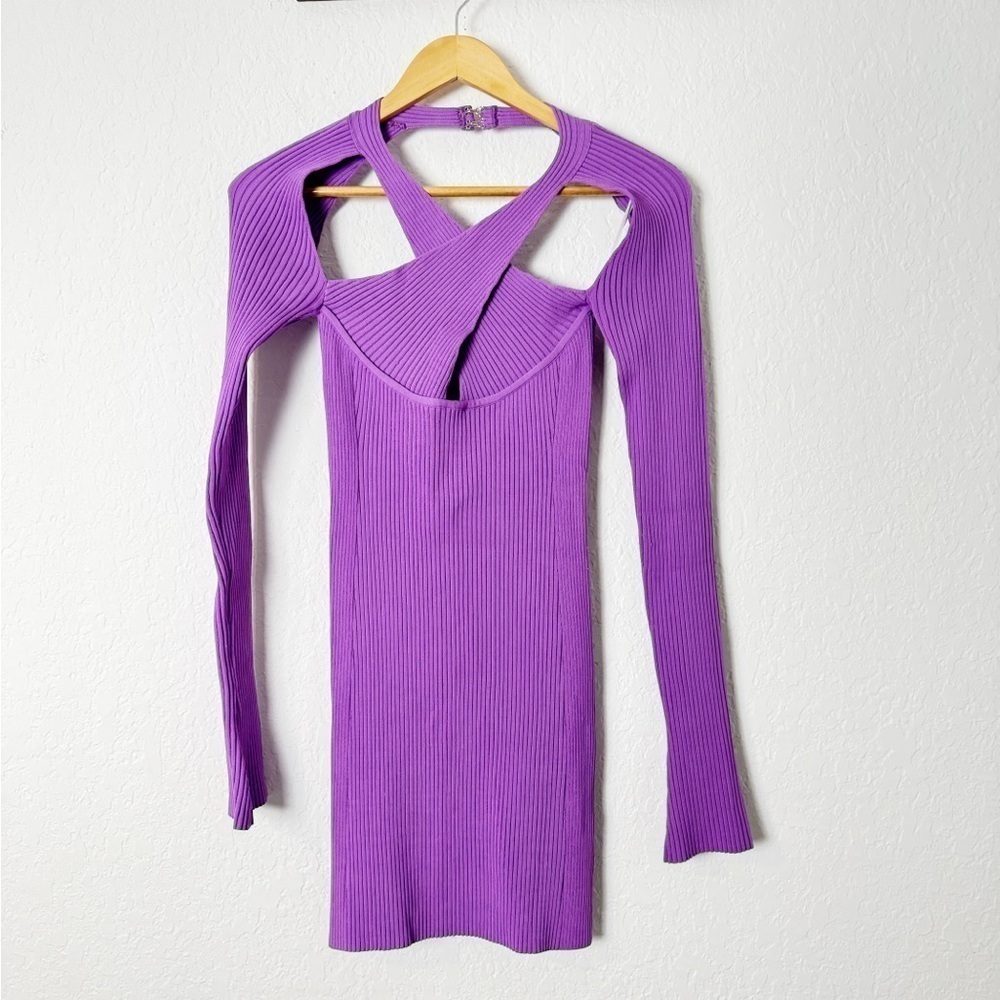 NWT David Koma Cutout Ribbed Stretch-knit Mini Dress - Picture 5 of 10